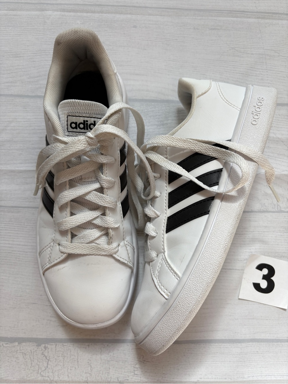 adidas White Kids Sneakers with Black Stripes